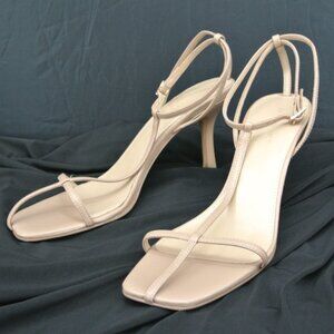 NWOT Villa Rouge Nude Leather Strappy Heeled Sandals 8